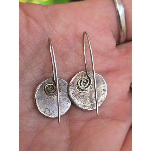 Vintage Sterling Silver Paw Print Heart French Wire Earrings Dog Lovers by RL - Picture 4 of 7